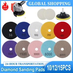 10/12/15Pcs Diamond Polishing Pads Kit 4 Inch Polishing Wheel For Granite Stone Concrete Marble Polishing Tool Grinding Discs Se