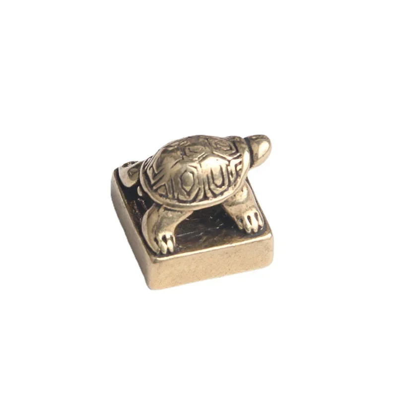 Solid Pure Brass Small Turtle Seal Statue Chinese Feng Shui Lucky Home Decorations Ornaments Lovable Animal Figurines Desk Decor