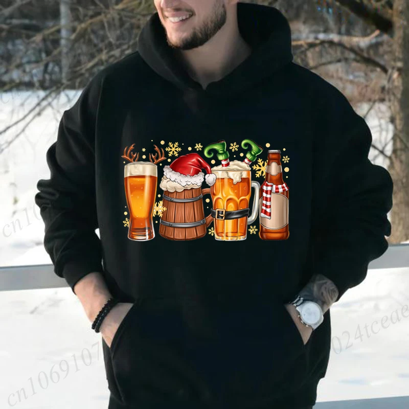 

Осенне-зимние повседневные толстовки, модные толстовки в стиле Харадзюку, толстовка с принтом «Merry Christmas Beers», рубашки с рождественскими огнями Санта-Клауса и пива