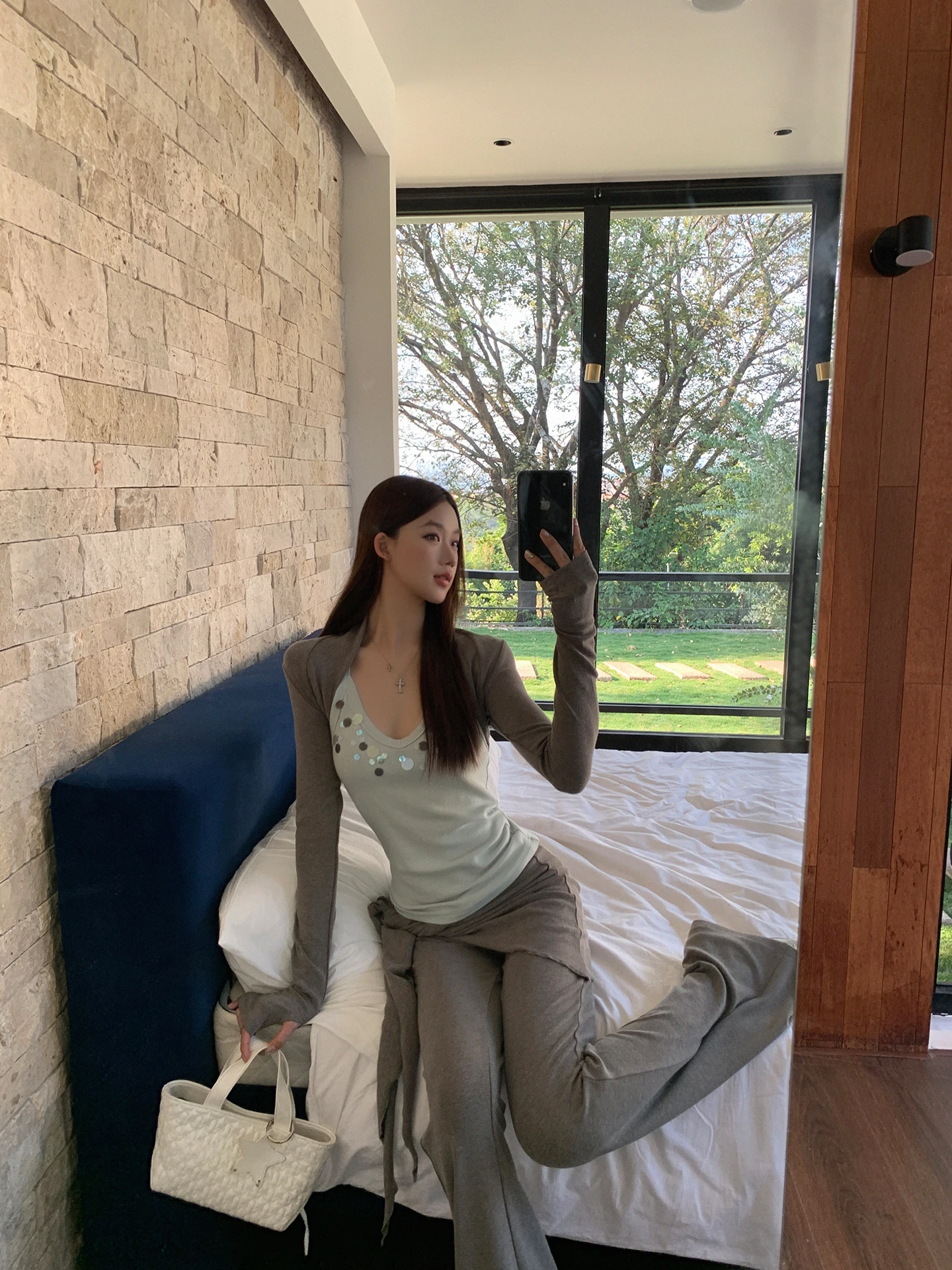 

Spring New Arrival Women's Long Sve Base irt Slim Fit Outerwear Ready to Wear Two Piece Set Comfortable Cotton Blend