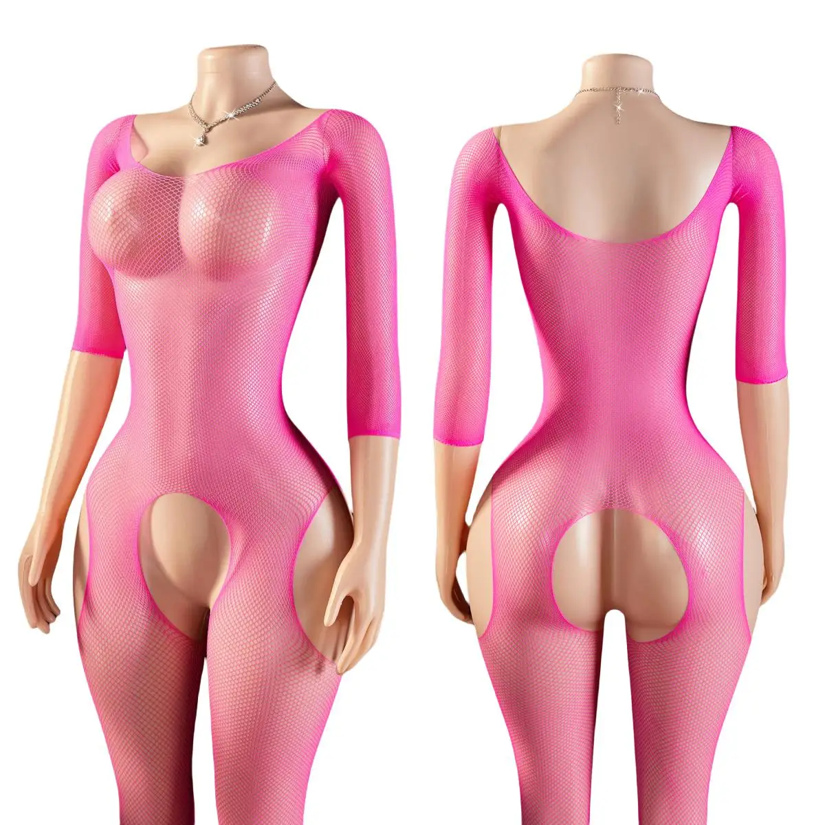 

Mesh Erotic Crotchless Lingerie One Piece Fishnet Stockings Bodysuit Transparent Open Crotch Bodystocking Rose Seductive Fetish