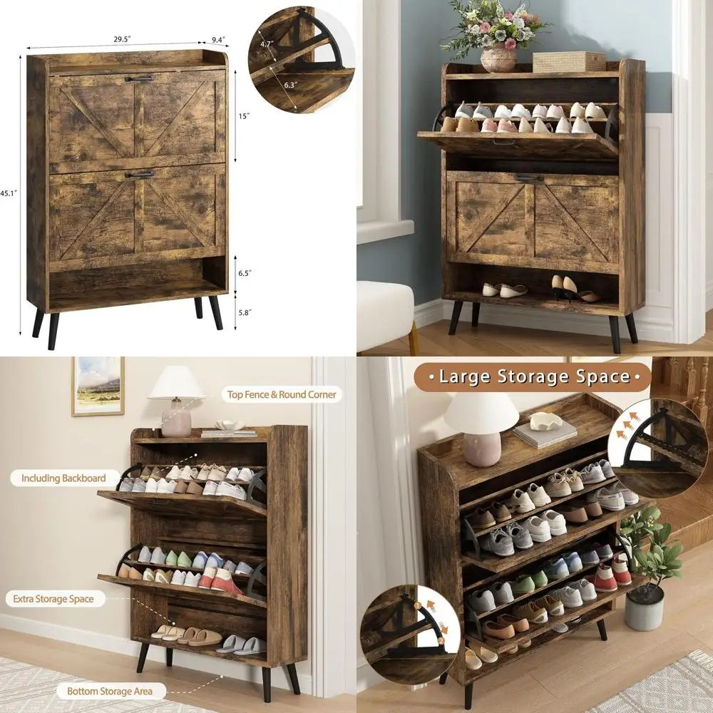 

Компактный деревянный шкаф для обуви с 2 ящиками для прихожей и коридора