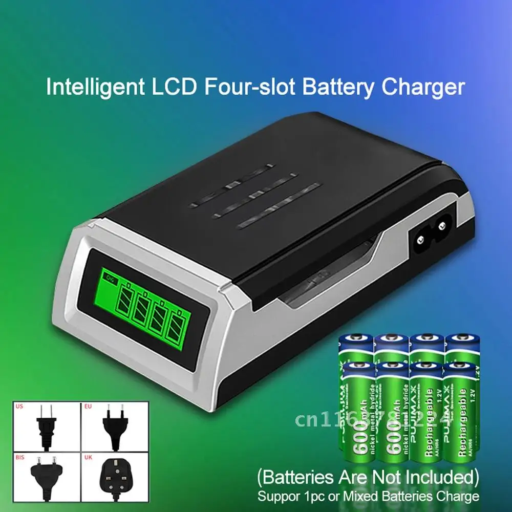 

4 Slots LCD Display Smart Intelligent 1.2V Battery Charger AA charger For 1.2V AA AAA NiCd NiMh Rechargeable Batteries