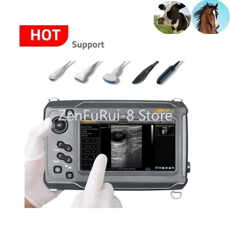 Handheld Palm Veterinary Utrasound Scanner S6 Portable Bovine Equiment USG 7 inches Touch Screen