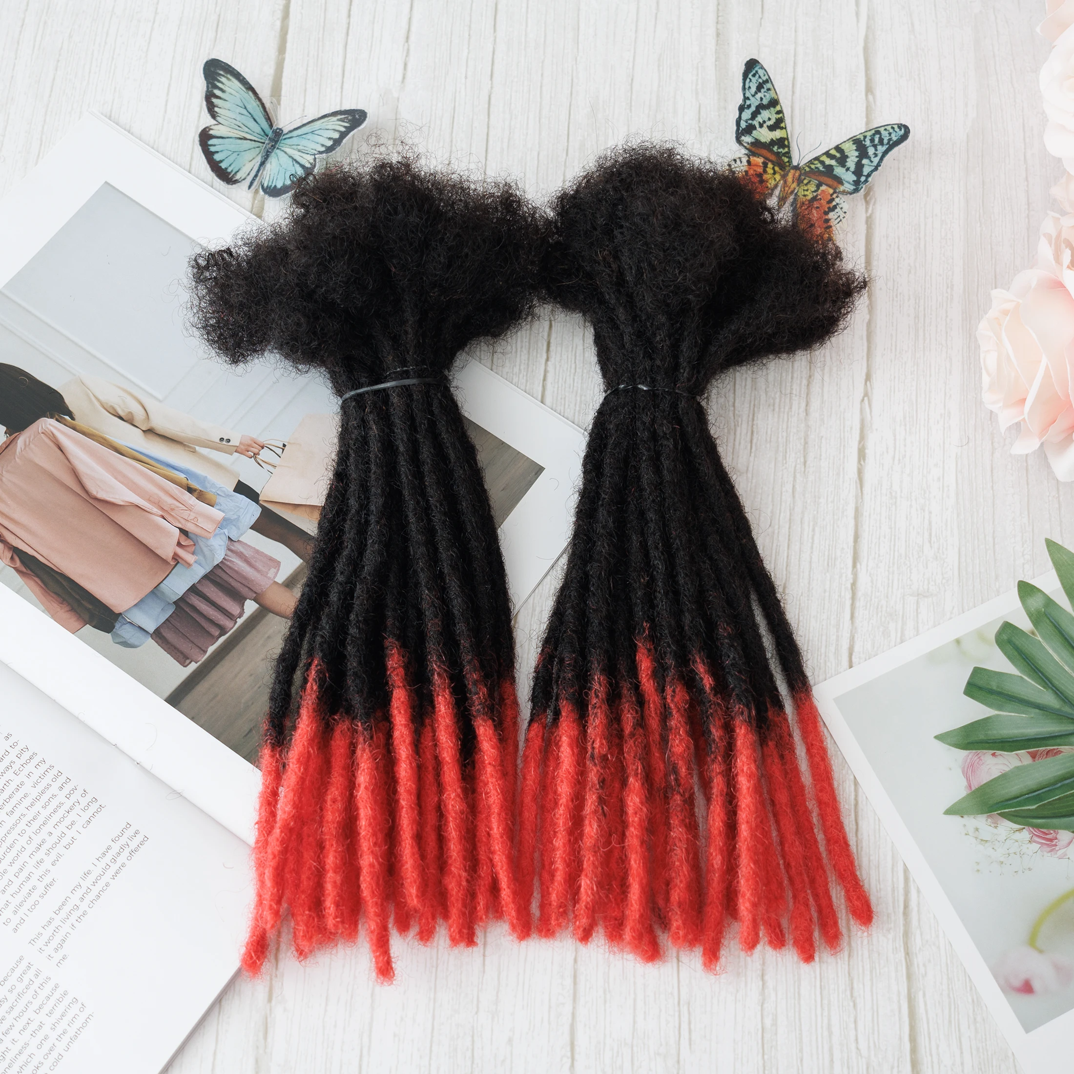 20 فروع/حزمة لون قابل للتخصيص عادي Locs 100% شعر بشري حقيقي قوي ولا عرضة كسر ملحقات قفل الرهبة اليدوية