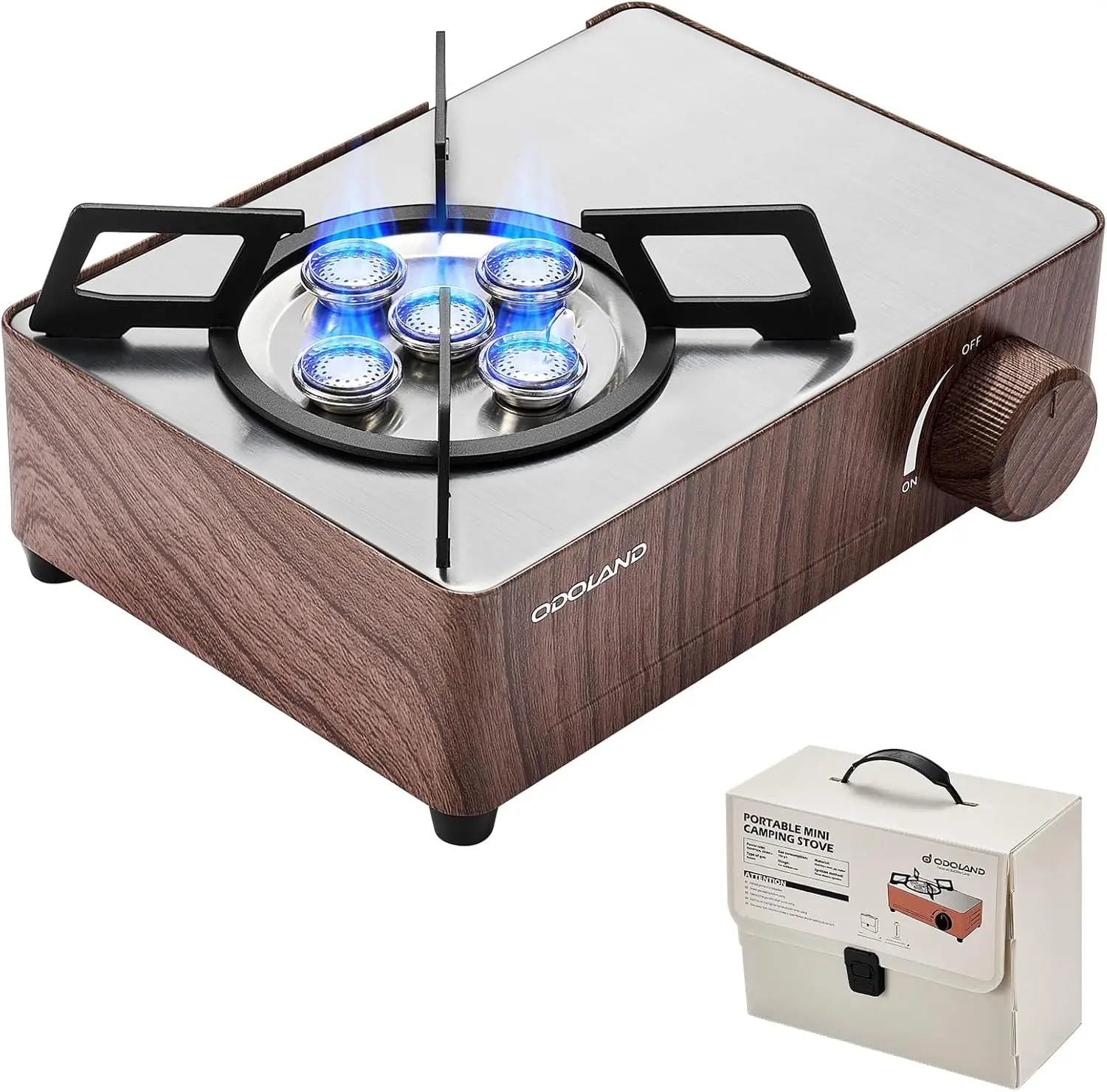 

7500BTU Portable Butane Stove with Carry Case, CSA Certified for Camping, Backpacking, Picnic - Brown