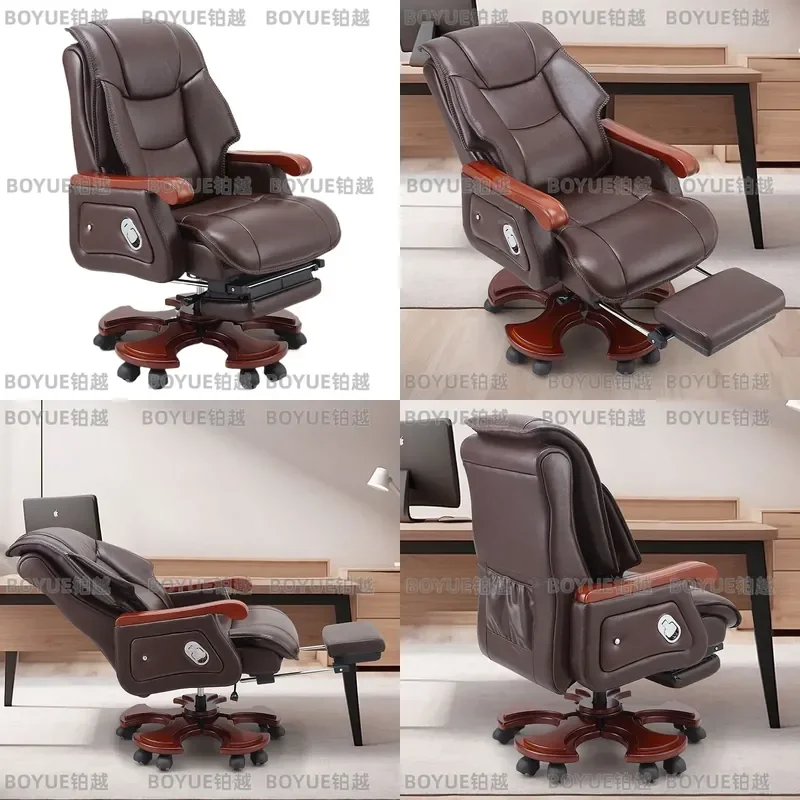 Executive Leather Office Chair Ergonomic Computer Desk Seat with Armrests High Back Comfortable Home Gaming Sofa for Work
