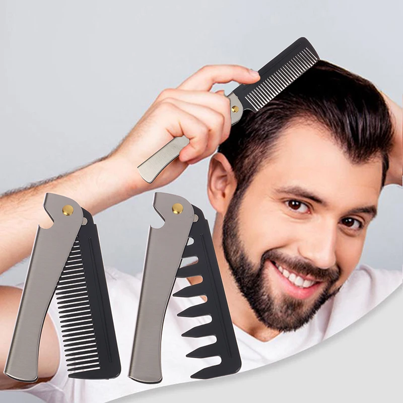 

High Quality Pocket Folding Combs Wide Tooth Oil Head Comb Beard Combing Barber Hair Clipper Comb Salon Hair Styling Tool