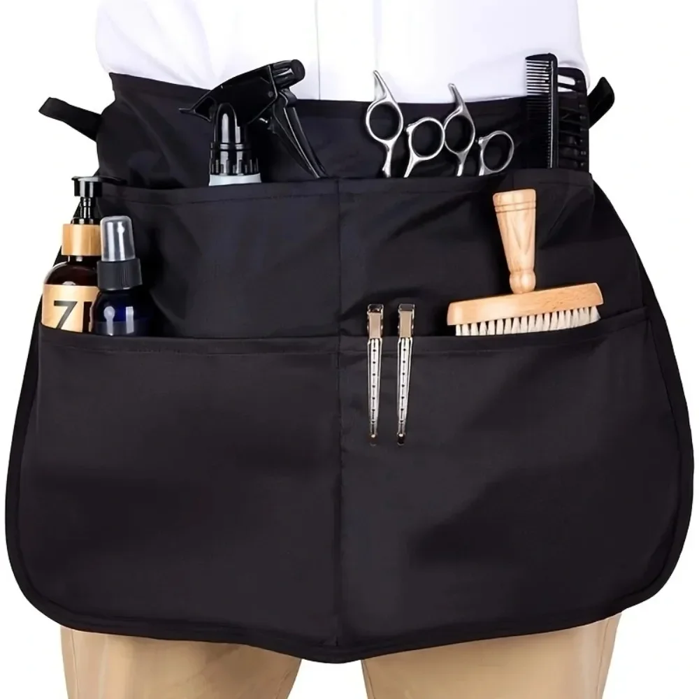 Multi-purpose beauty apron with multiple pockets, short length, haircut restaurant milk tea shop, multi-piece