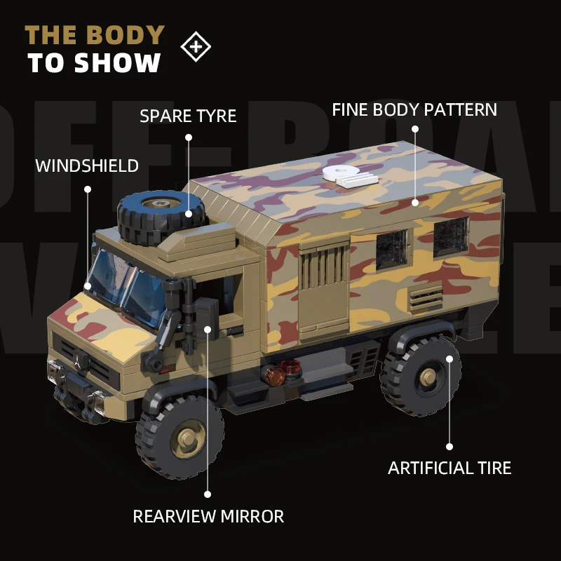 Blocs de construction rétro ORV U4000, 643 pièces, voiture blindée, transport, véhicule tout-terrain, modèle de briques, jouet pour enfants, cadeau pour garçons