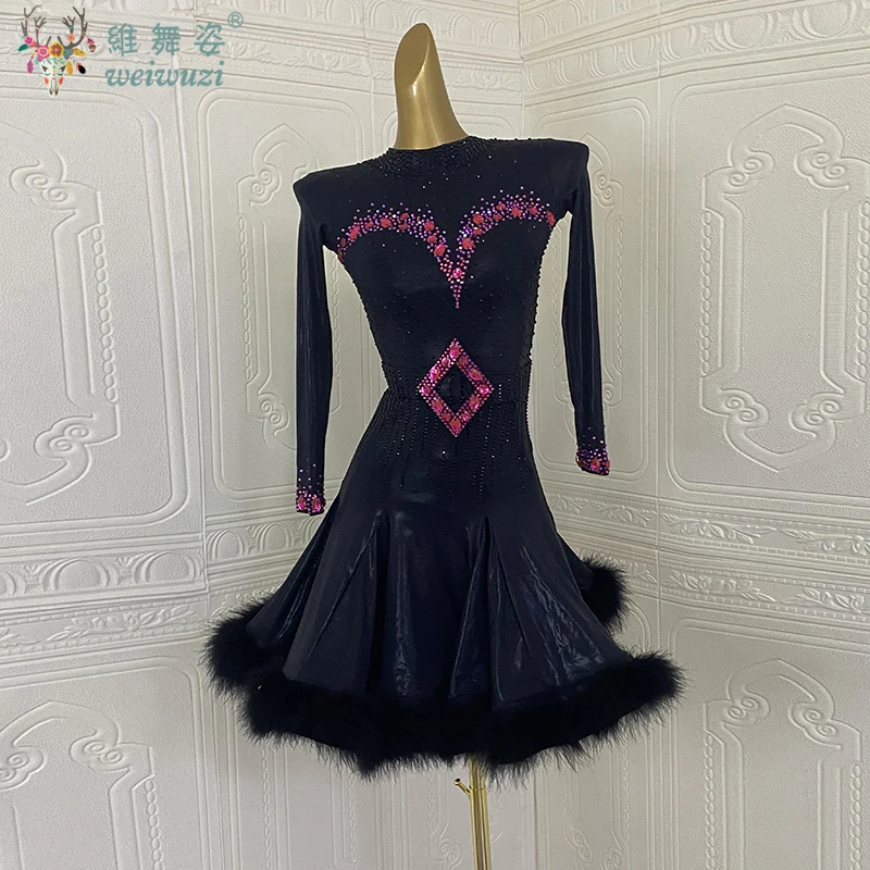 Children's Latin Competiton Dresses Rumba Chacha Tango Professional Performance Practice and Championships Clothing Customsized