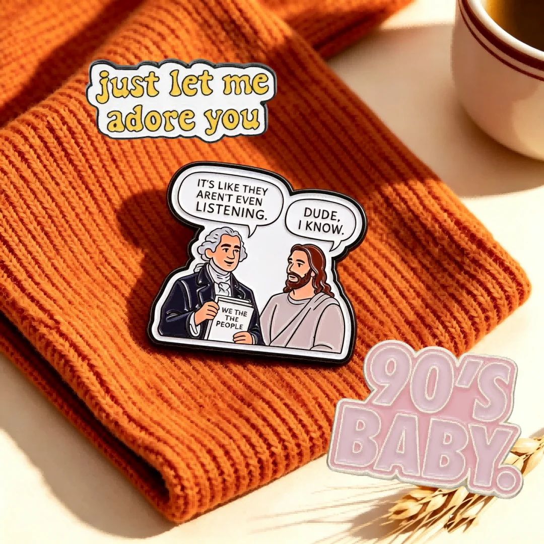 Fun Character Dialogue Enamel Pin “What The People ”Creative Alloy Brooch Historical Figure Badge Clothes Pins Deco Wholesale