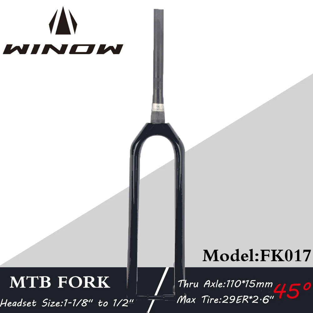 

Winow 29er MTB Carbon Front Fork 110*15 Thru Axle 1-1/8 1-1/2 Headset 45mm Offset Mountain Bike Forks Disc Gloss 160mm MTB Fork