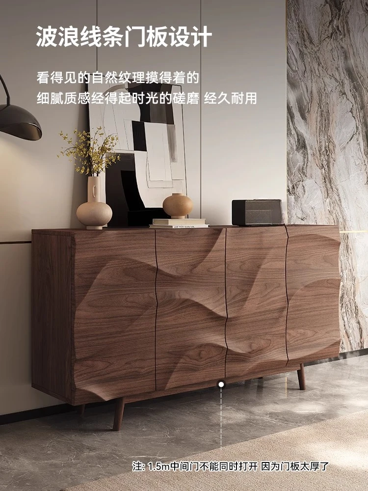 All solid wood dining side cabinet, medieval walnut partition cabinet, retro new Chinese villa living room locker