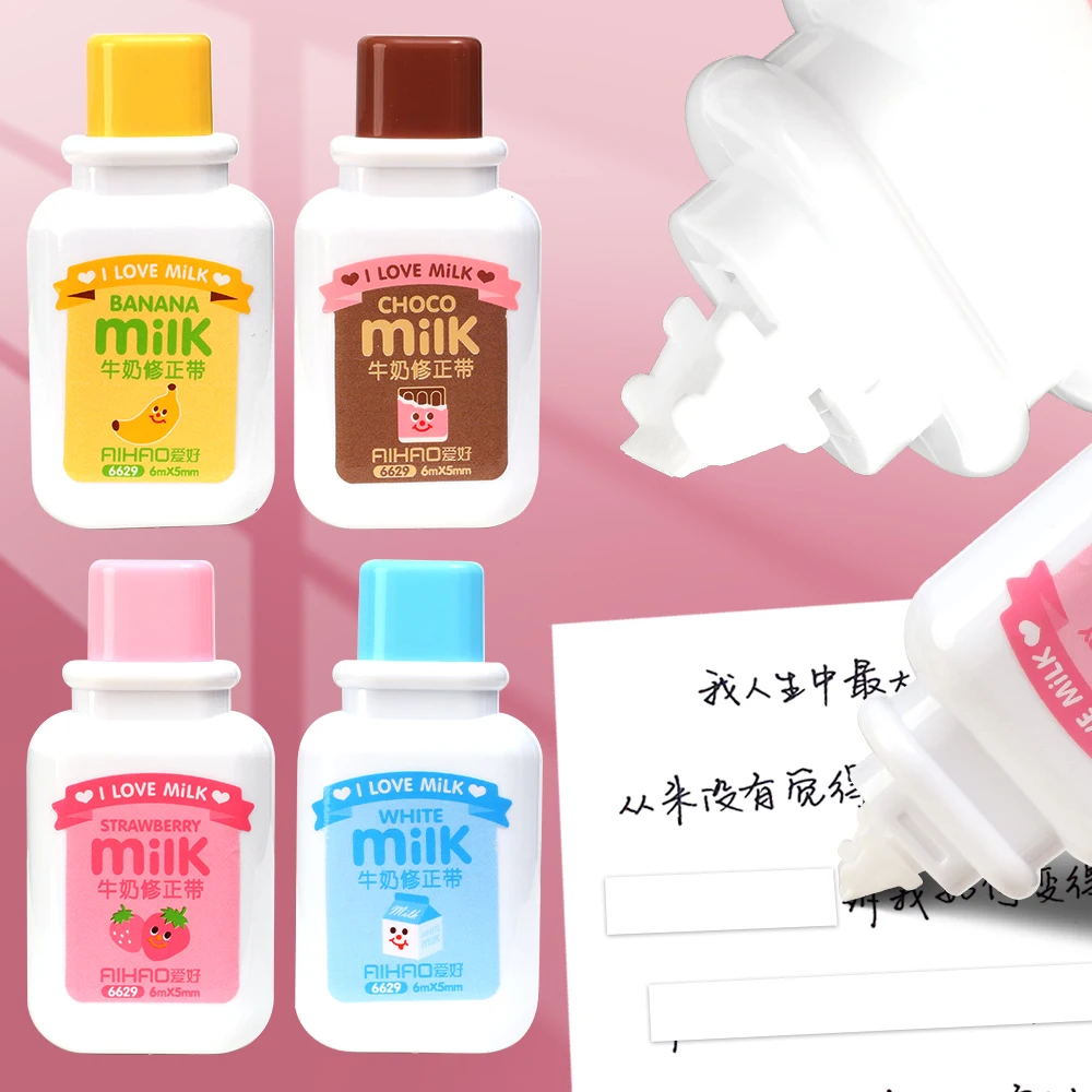 Creative Milk Bottle Shape Kawaii White Out Corrector Practical Correction Tape Student Wrong Question Correction Stationary