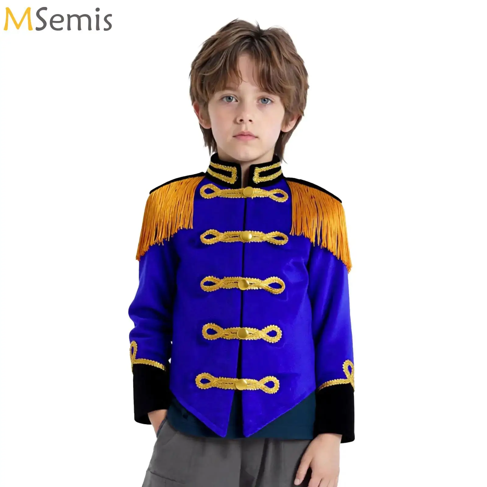 

Halloween Circus Ringmaster Costume Girls Boys Long Sleeve Fringe Tassel Jacket Halloween Christmas Drummer Major Coat Clothes
