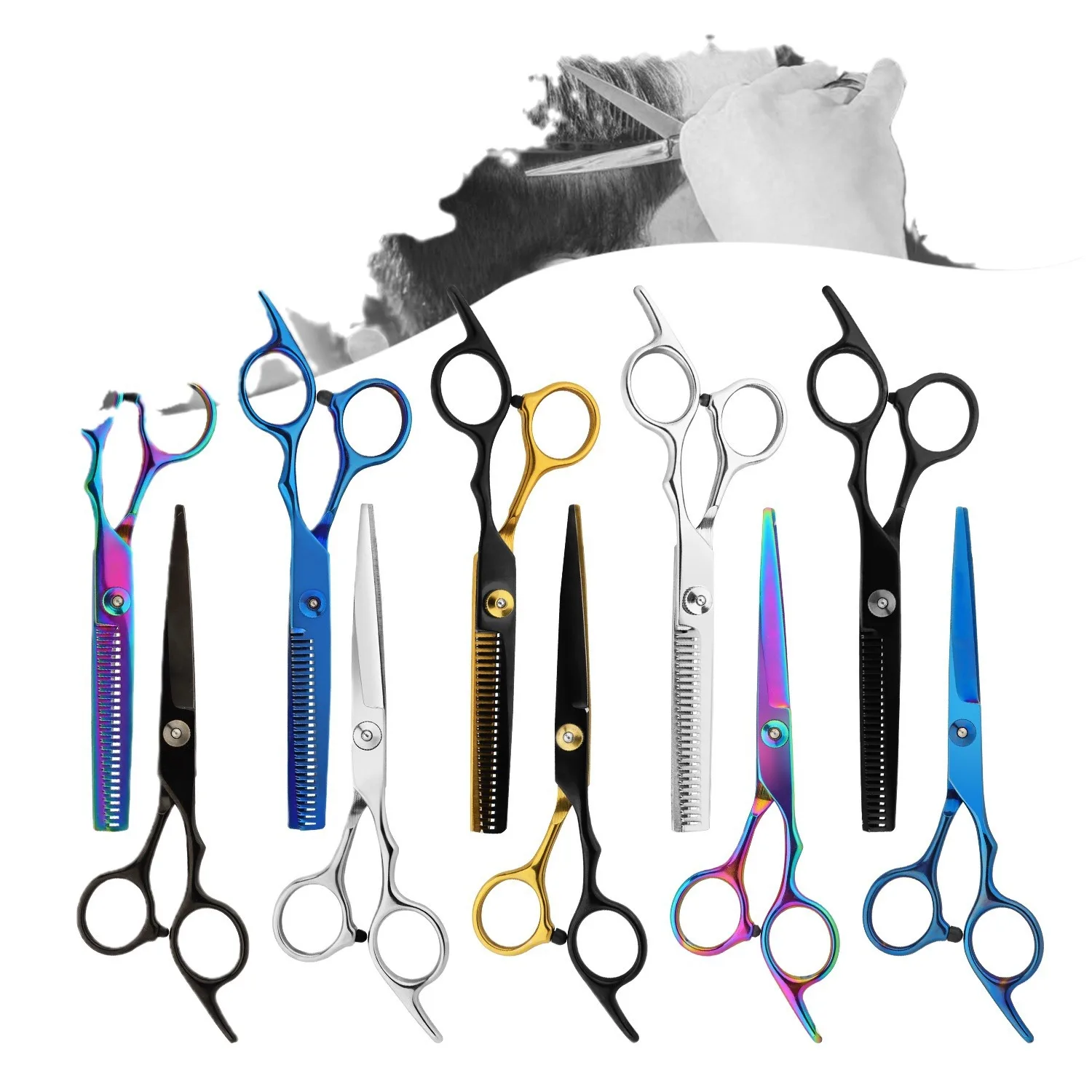 مجموعة مقصات قص الشعر الاحترافية من HIENA 15 °   ماكينة تشذيب الشعر ذات الشفرات الحادة للرجال والنساء، مجموعة أدوات قص الشعر المتينة المصنوعة من سبائك الزنك