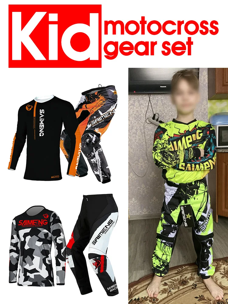 motocross gear set for kids racing suit child cross Jersey and Pant Enduro boy girl MX ATV MTB MOTO 3 4 5 6 7 8 9 10 11 years