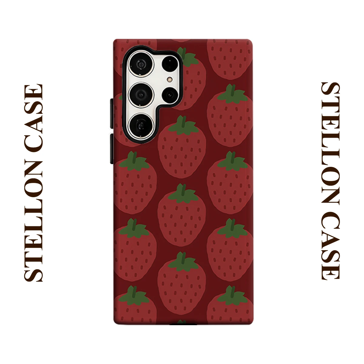 Red Strawberry Repeat Phone Case For Samsung Galaxy S25 S24 S23 Ultra Plus A35 A55 Glossy HD Hard Cover Film Shell