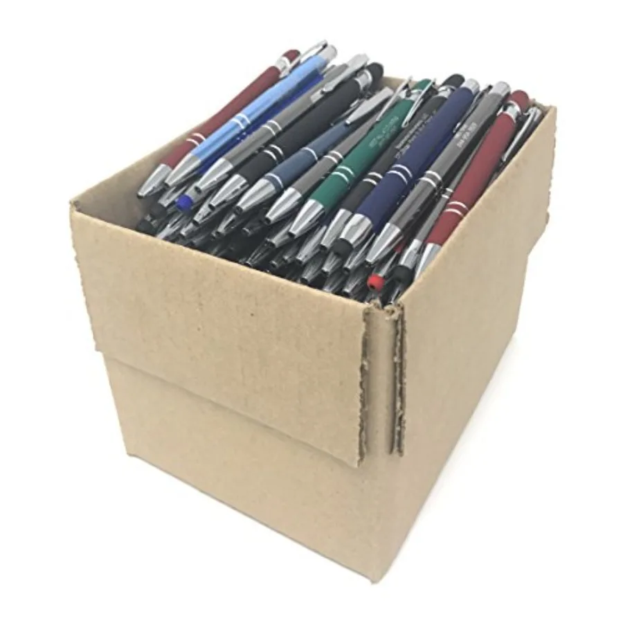 

5 lb. Box of Assorted Misprint Metal Retractable Ball Point Bulk Misprinted Pens Stylus Tip Comfort Grips Wholesale Office Home