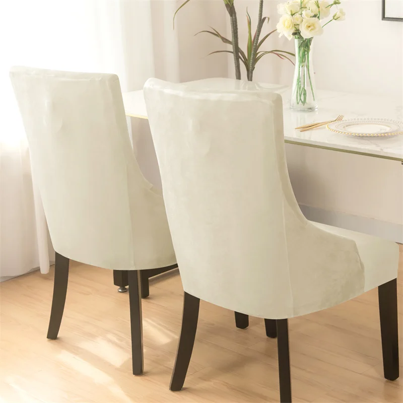 Funda elástica de terciopelo para silla de comedor, fundas elásticas de LICRA para sillas, respaldo alto, fundas para sillas con brazos inclinados para banquete, decoración del hogar