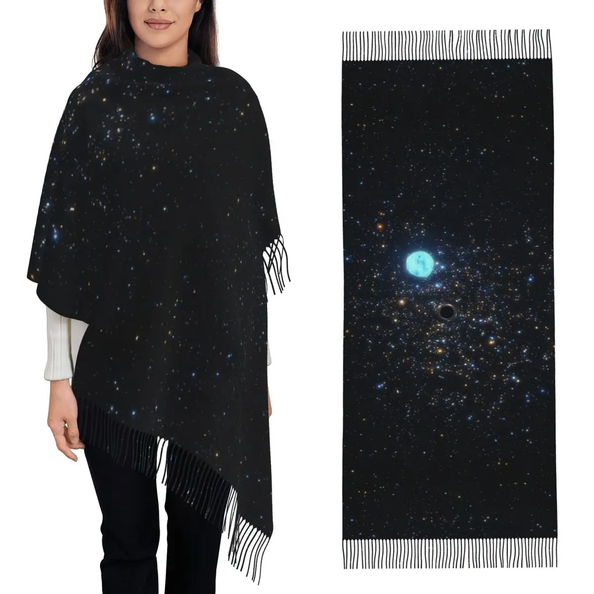 Constellation Star Clusters Galaxies Halloween Scarf Tassel Scarves Women Soft Warm Shawls and Wraps Long Fall Winter Shawl Wrap
