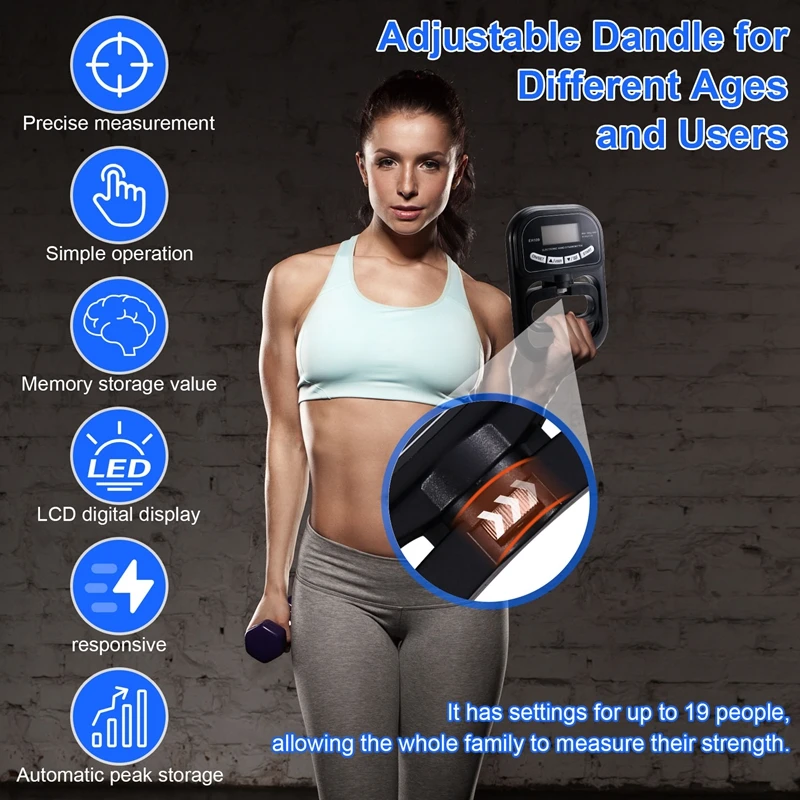 265 Lbs / 120Kgs Hand Dynamometer Grip Strength Trainer-Electronic Hand Grip Strength Tester Grip Strengthener