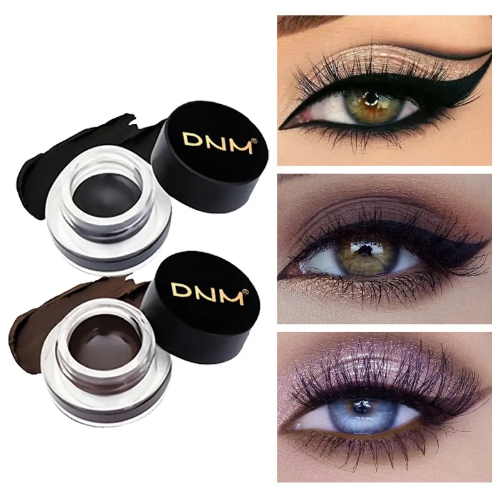 Delineador de Ojos en Pasta Negro Mate Impermeable con Pincel de Cuchilla, Suave, Fácil de Colorear, Delineador en Gel Delgado y Intenso, Crema de Gusano de Seda, Tinte Natural