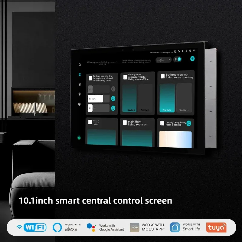 

Панель управления умным домом MOES Tuya, сенсорный экран до 10.1 дюйма, встроенный Bluetooth Zigbee шлюз, совместимость с домофоном
