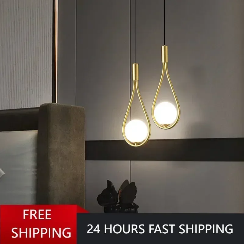 

Pendant Lamp Glass Ball for Bedroom Bedside Bathroom Hanging Light Fixture Lighting Decoration Nordic Modern Led