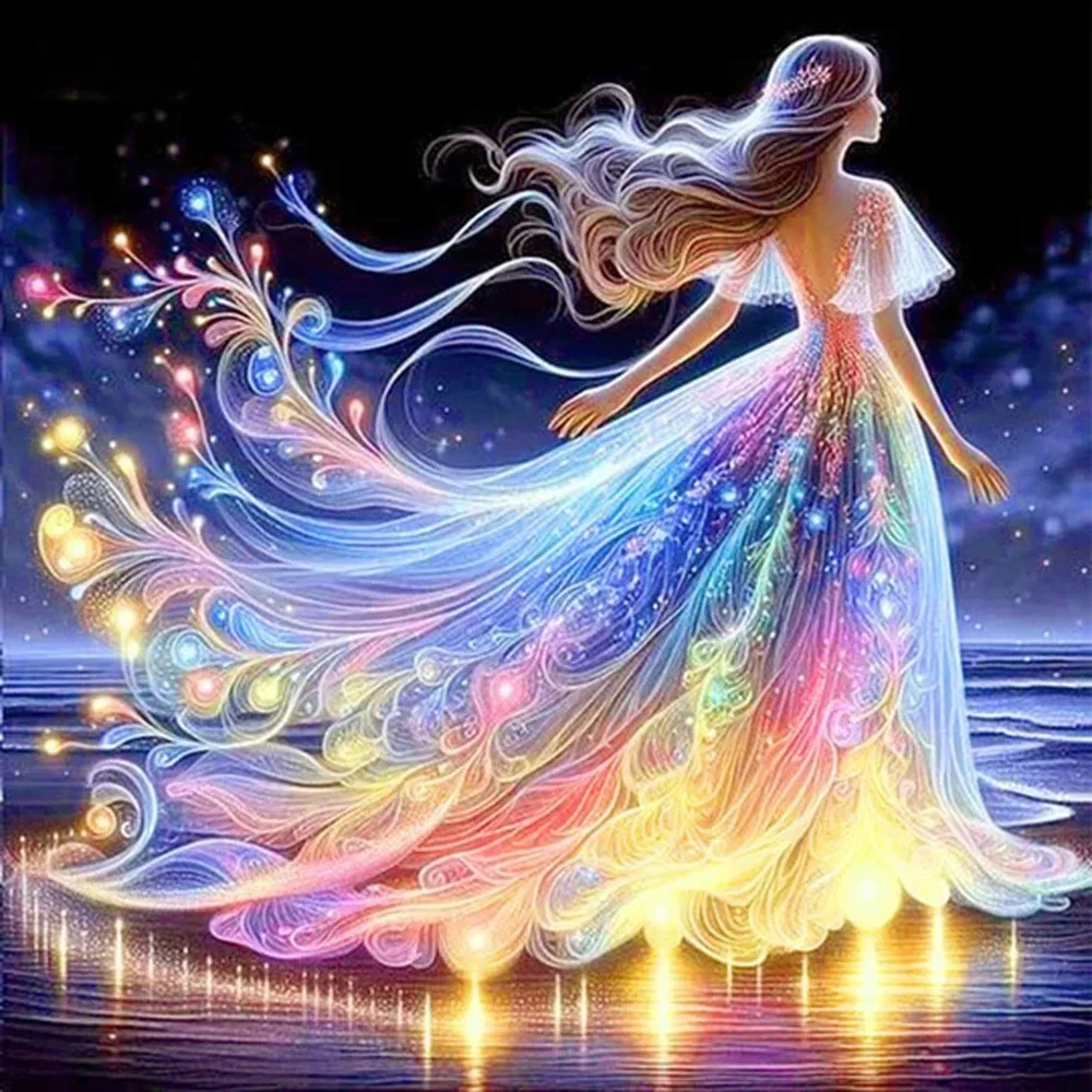 الماس اللوحة شاطئ البحر مساء اللباس الحفر الكامل جولة الاكريليك الراين غير المؤطرة ديكور جدران المنزل مكتب هدية شخصية