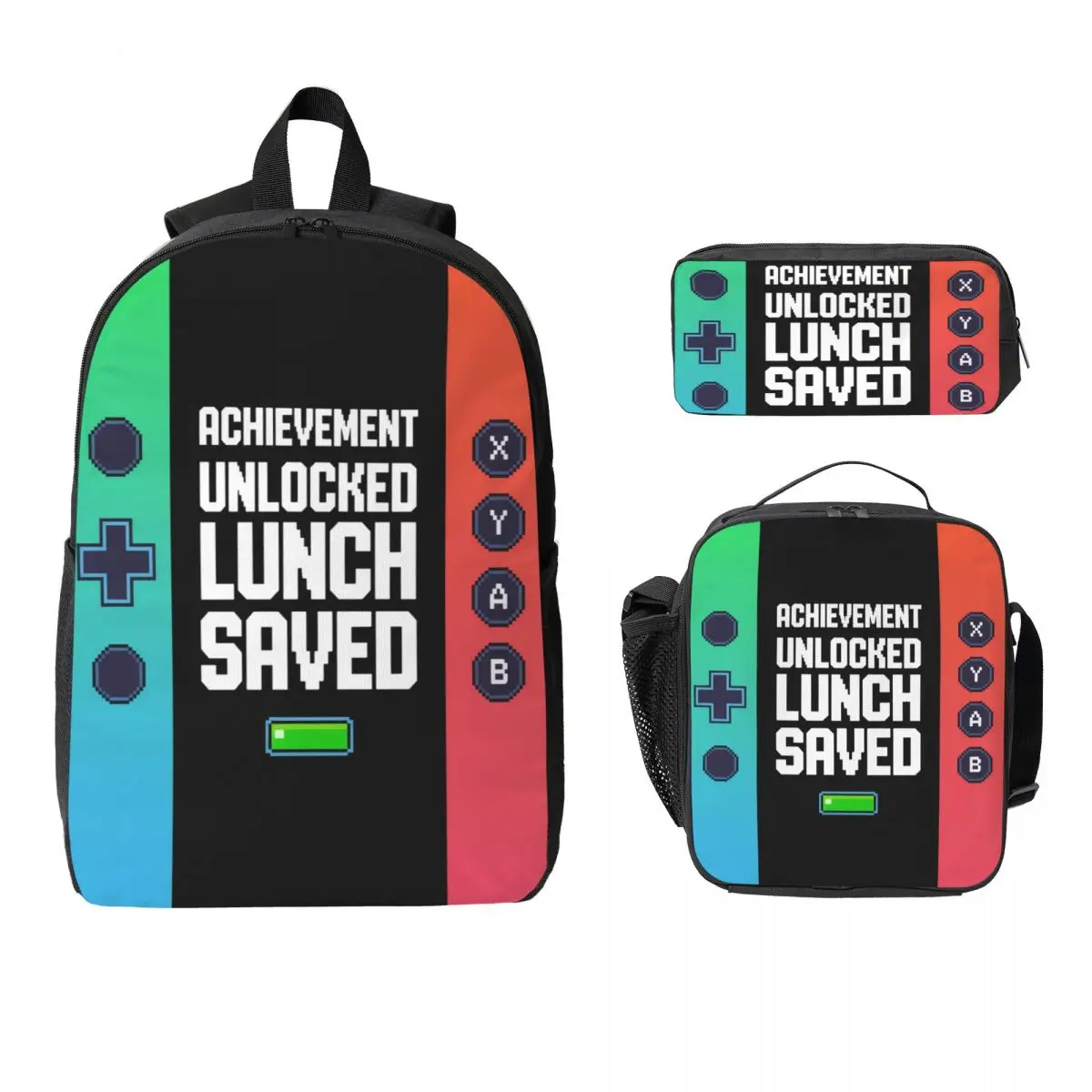 

3Pcs Video Game Console Gamer merch Backpack Set for Children Pen Bags Bookbag Sets with Lunch Box For Students Knapsack