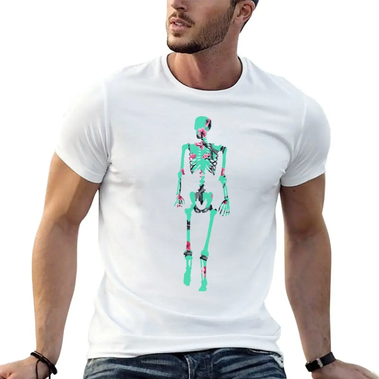 

Cherry Blossom Skeleton T-Shirt summer tops oversizeds graphic shirts anime figures shirts men