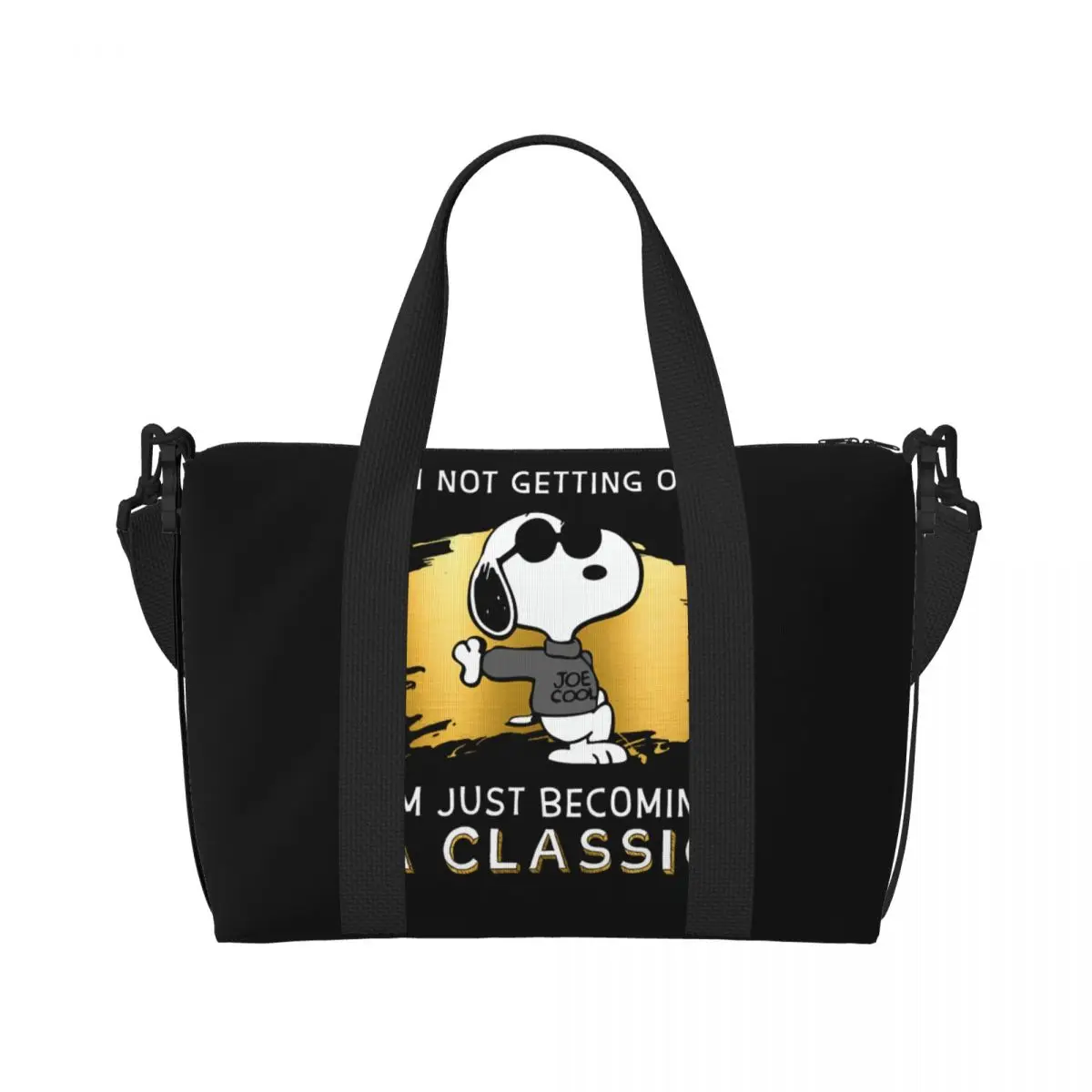 Custom S-Snoopys Beach Tote Bag for Women I'm Not' Getting Old I'm Just Becoming Classic Large Compartment Gym Beach Travel Bags