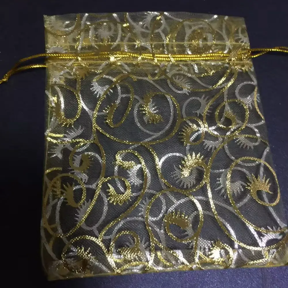 100pieces Organza Bag Gold Color Wedding Pouches Jewelry Packaging Bags,Nice Gift Bag,Candy Gift Packaging Bags Decoration