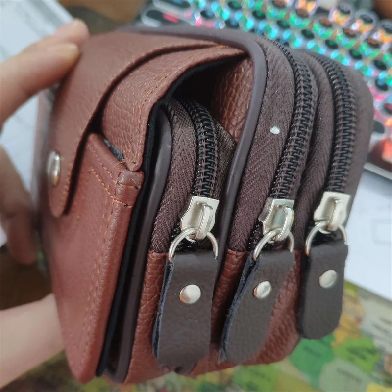 Universal Leather Mobile Phone Pouch for iPhone 12 Mini Waterproof Horizontal Bag Multifunctional Wear belt Waist Shoulder Bags