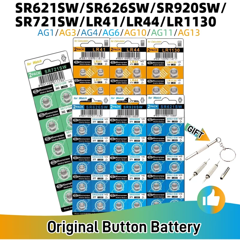 topHot 10PCS AG13 AG3 AG4 AG10 1.55V Alkaline Button Batteries LR41 LR1130 LR626 SR621SW SR626SW SR920SW SR721SW Watches Cell Co