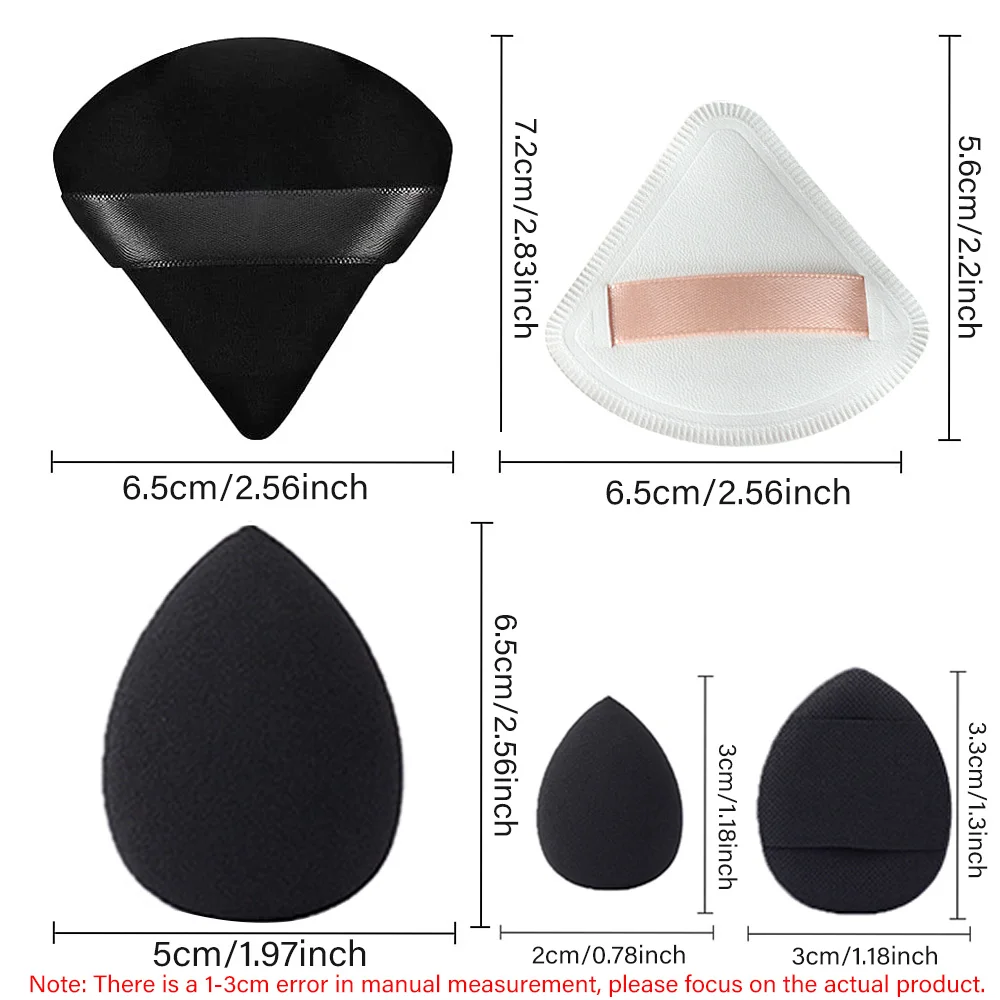 17PCS Powder Puff Set For Face Triangle Powder Puffs Soft Blender With Mini Finger Puff Beauty Egg Women Makeup Foundation Tool