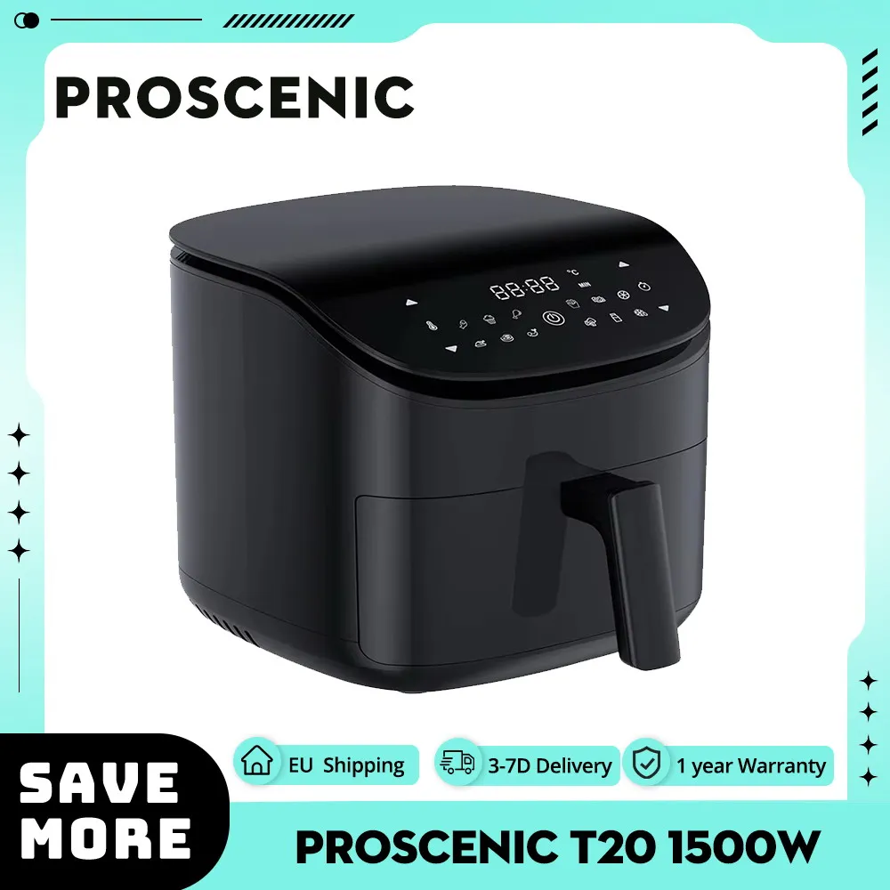 Proscenic T20 1500W Multifunctional Air Fryer 10-in-1 Functions 3.5L Capacity 12 Presets Functions Online Recipes Touch Display