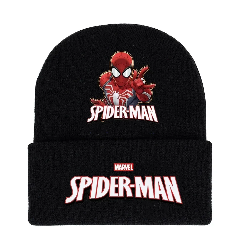 MARVEL Spider-Man Kids Cartoon Beanie Hat قبعة شتوية دافئة محبوكة من الصوف خفيفة الوزن ملابس الشارع الشهير للأولاد والبنات هدايا عيد الميلاد