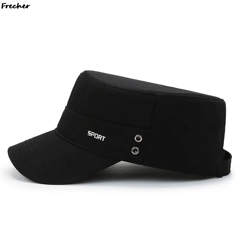 Men Casual Cadet Hat Washed Cotton Flat Caps Spring Summer Military Cap Fashion Classic Style Army Hats Police Patrol Cap Unisex