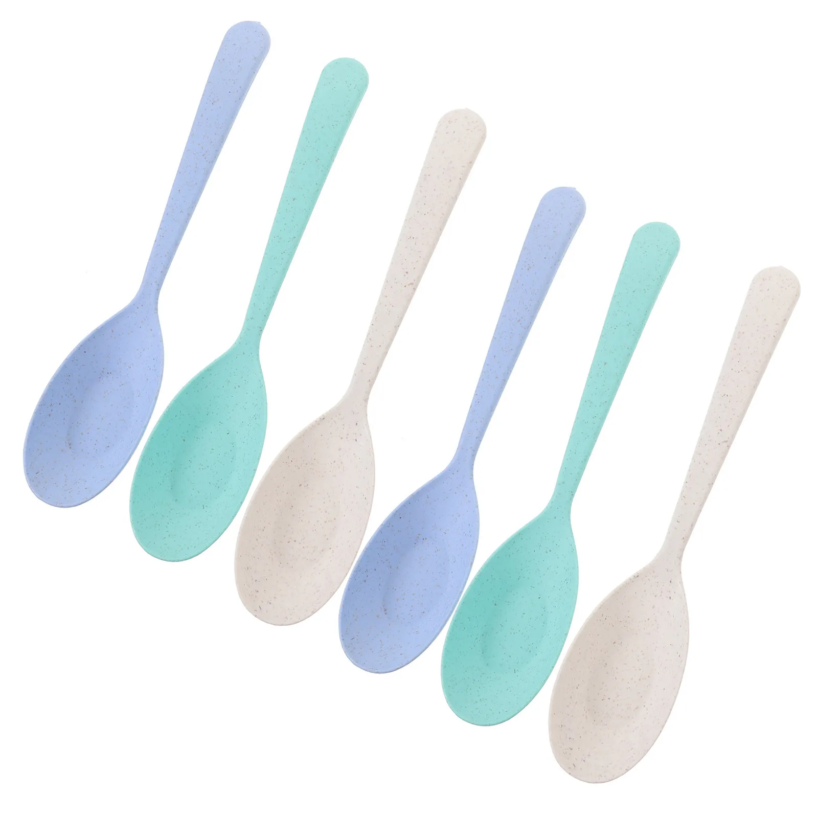 

6pcs Children Anti-Scald Wheat Straw Spoons Eco-Friendly Plastic Soup Spoon For Outdoor Camping Travel Tableware Gift Kitchen