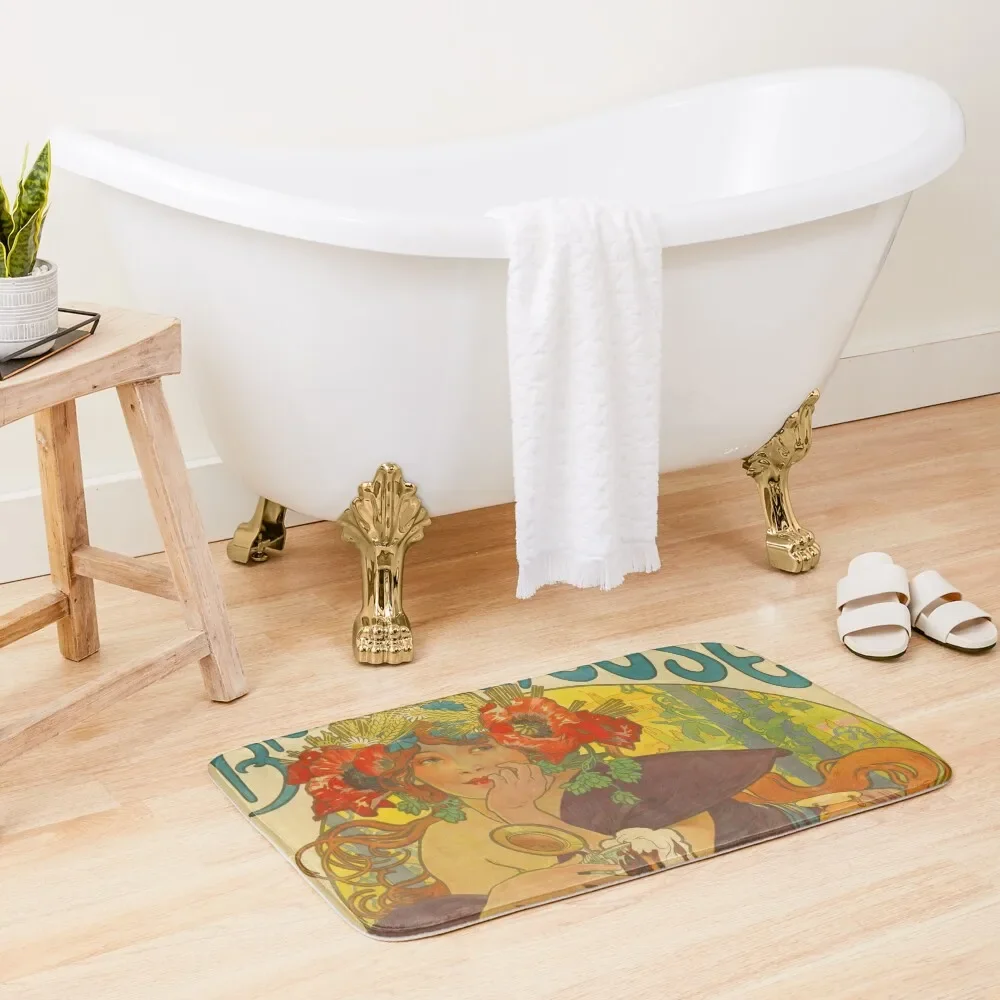 

BEER Brewery Alphonse Mucha Bath Mat Bath Rugs For Bathroom Non-Slip Shower Entrance Carpet Showers Mat