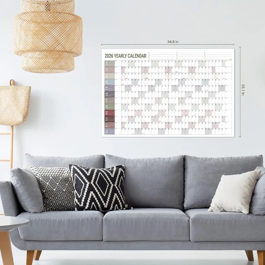 2026 Yearly Wall Calendar 2026 Wall Calendar Jan. 2026 Dec. 2026 Yearly Wall Calendars 2026 with Julian Dates Thick Paper Round