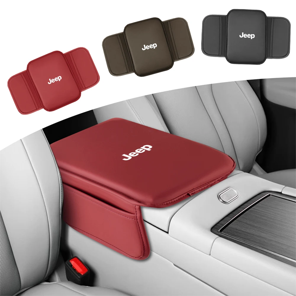 

PU Leather Car Armrest Pad Center Console Protector Cushion Cover Phone Holder For Jeep Grand Cherokee Compass Wrangler Renegade