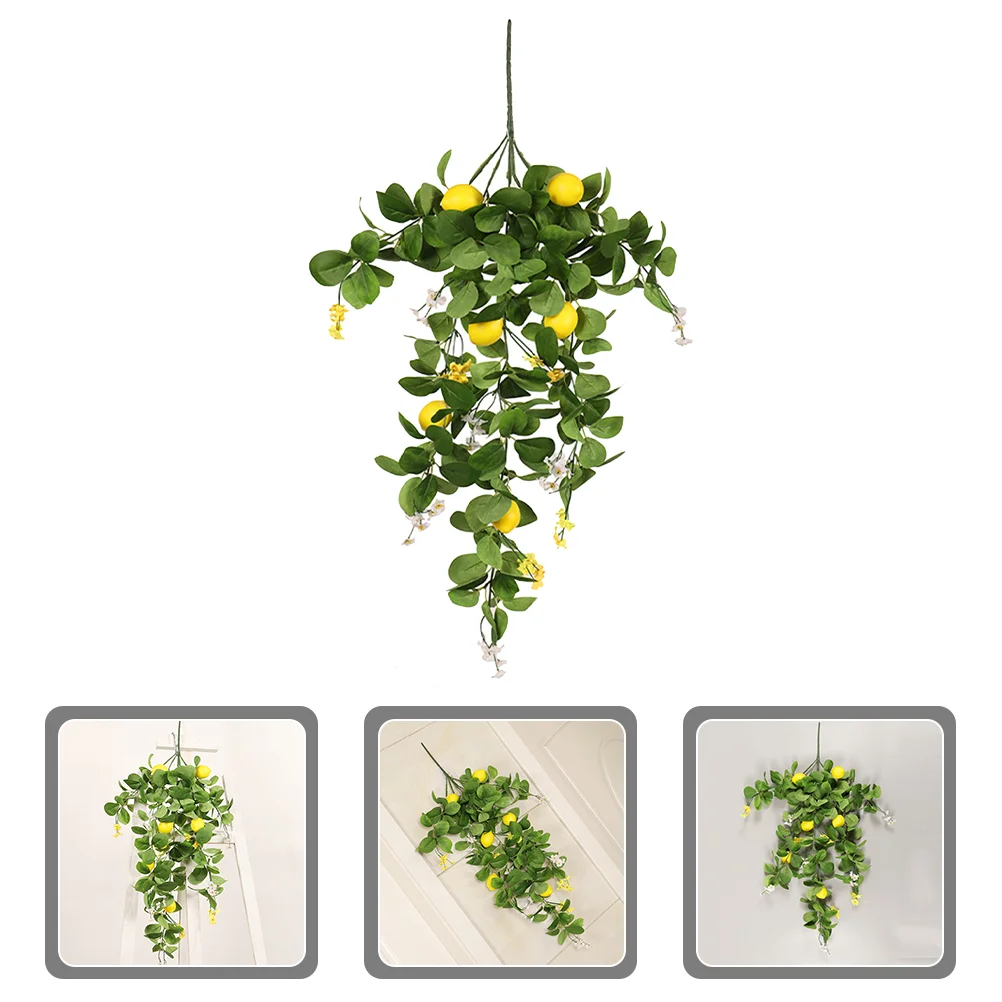 

Simulation Lemon Rattan Tree Decorations Artificial Lemons Fruit Potted Plant Fake Branch Stem for Home Picks Plastic Branches