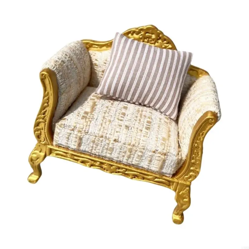 Collectible Miniature Furniture Loveseat Sofa 1/12 Scale For Realistic Dollhouses L8RB