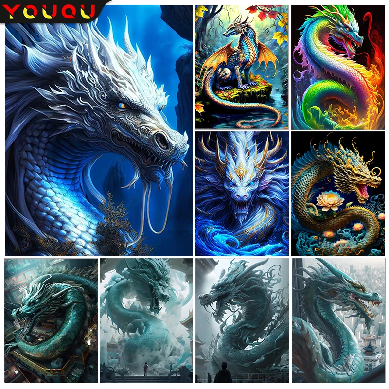 YOUQU Animal Series Diamond Painting Dragon 5d Diamond Embroidery DIY Mosaic Picture Home Decoration Beautiful Wall Art Gift