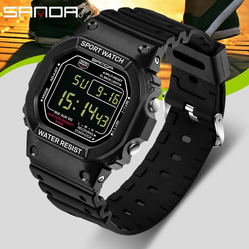 SANDA Top Brand Outdoor Sports Watch Fashion Men Women Couple Waterproof Clock Analog LED Digital Male Ms Electronic Wristwatch