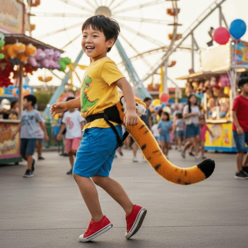 

Lovely Tiger Head Tail Tail Design Charming Design Tiger Tail Costume Accessory 45cm Eye-Catching Design Animal Tail Prop